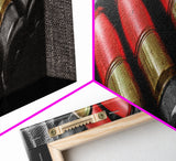 Red Ammo, Tactical Gear, Military Closeup, Rustic Warrior, Framed Canvas Print, Masculine Wall Art, Man Cave Wall Decor