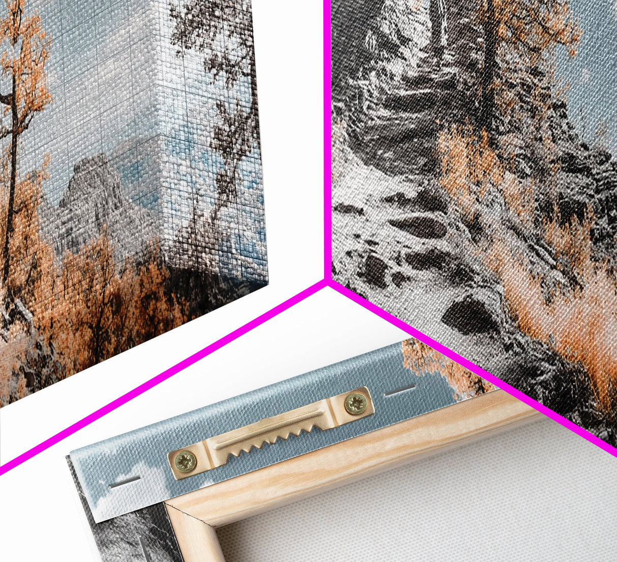 Canyon Hike, Autumn Pathway, Orange Foliage, Rocky Trail, Framed Canvas Print, Nature Adventure Wall Art, Boho Fall Home Decor