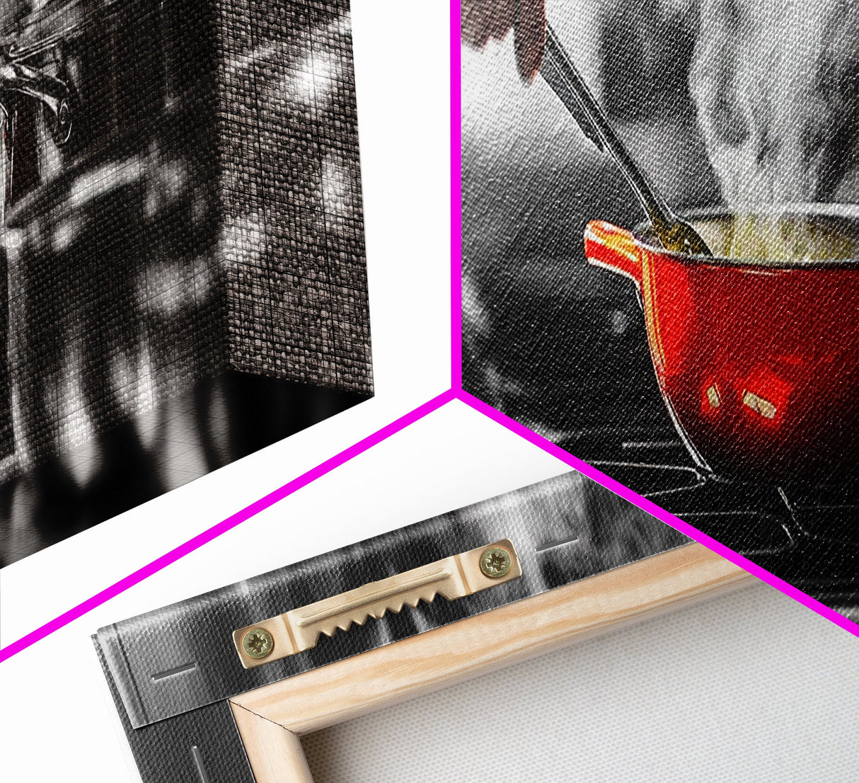 Red Cooking Pot, Steamy Kitchen Scene, Culinary Art Moment, Framed Canvas Print, Kitchen Wall Art, Modern Home Decor, Foodie Gift
