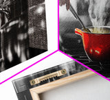 Red Cooking Pot, Steamy Kitchen Scene, Culinary Art Moment, Framed Canvas Print, Kitchen Wall Art, Modern Home Decor, Foodie Gift