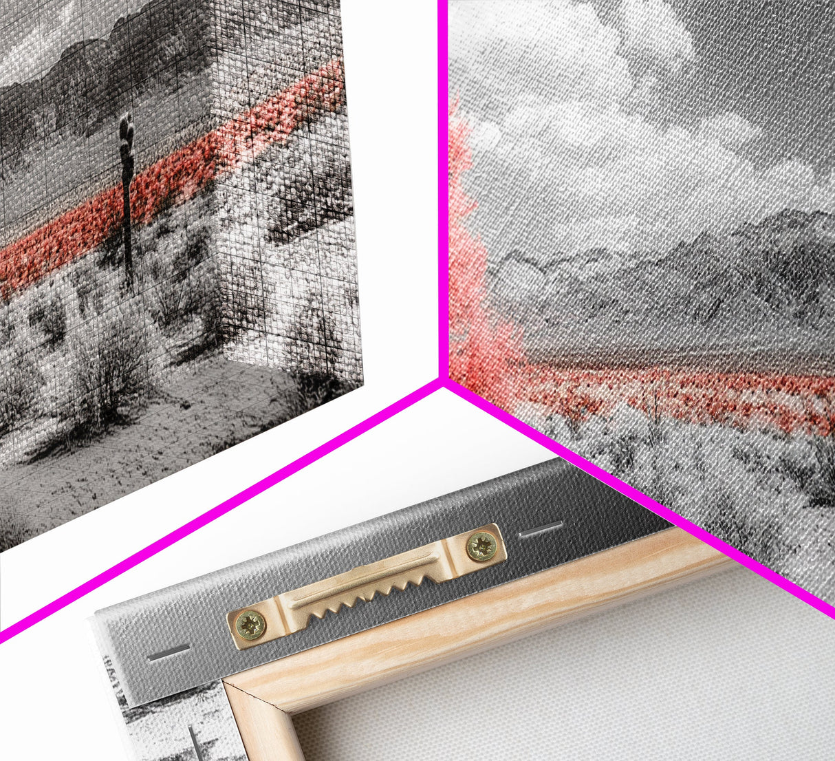 Vibrant Pink Tree, Desert Botanical Landscape, Bold Nature Art, Framed Canvas Print, Modern Wall Decor, Southwest Bedroom Statement
