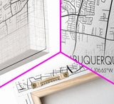 Albuquerque Street Map, New Mexico Map, Map Print, Modern Art, Wall Art, Canvas Print, City Maps, Office Gift, Prints, Above Bed Décor