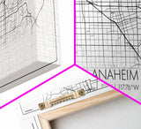 Anaheim Street Map, California Map, Map Print, Modern Art, Wall Art, Canvas Print, Room Décor Aesthetic, Indie Room Décor, Wall Prints