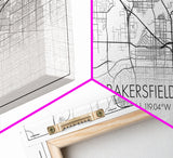 Bakersfield Street Map, California Map, Map Print, Modern Art, Wall Art, Canvas Print, Cabin Décor, Gift For Home, Unique Wall Art, Room Art