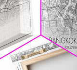 Bangkok Street Map, Thailand Map, Map Print, Modern Art, Wall Art, Canvas Print, Asian Art Print, Gift For Boss, Trendy Wall Art, Home Décor