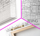 Beijing Street Map, China Map, Map Print, Modern Art, Wall Art, Canvas Print, Asian Art Print, Moving Gift, Travel Wall Art, Apartment Décor