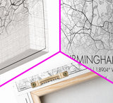 Birmingham Street Map, United Kingdom Map, Map Print, Modern Art, Wall Art, Canvas Art, Grandma Gifts, Dorm Décor, Office Wall Art, Prints