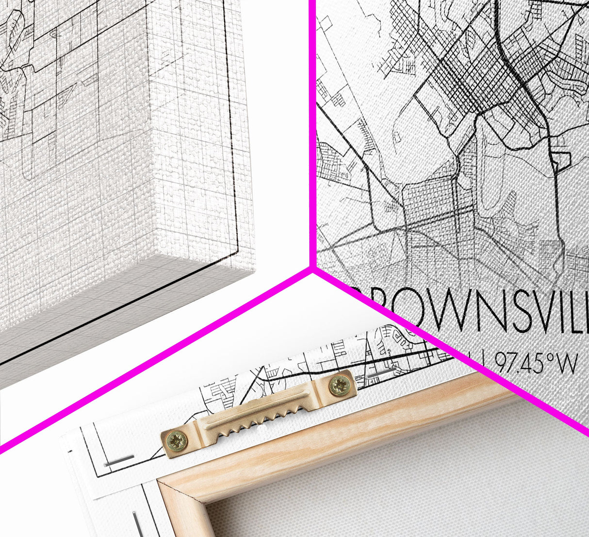 Brownsville Street Map, Texas Map, Map Print, Modern Art, Wall Art, Canvas Art, Realtor Closing Gift, Wall Décor Over The Bed, Couples Gift