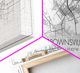 Brownsville Street Map, Texas Map, Map Print, Modern Art, Wall Art, Canvas Art, Realtor Closing Gift, Wall Décor Over The Bed, Couples Gift