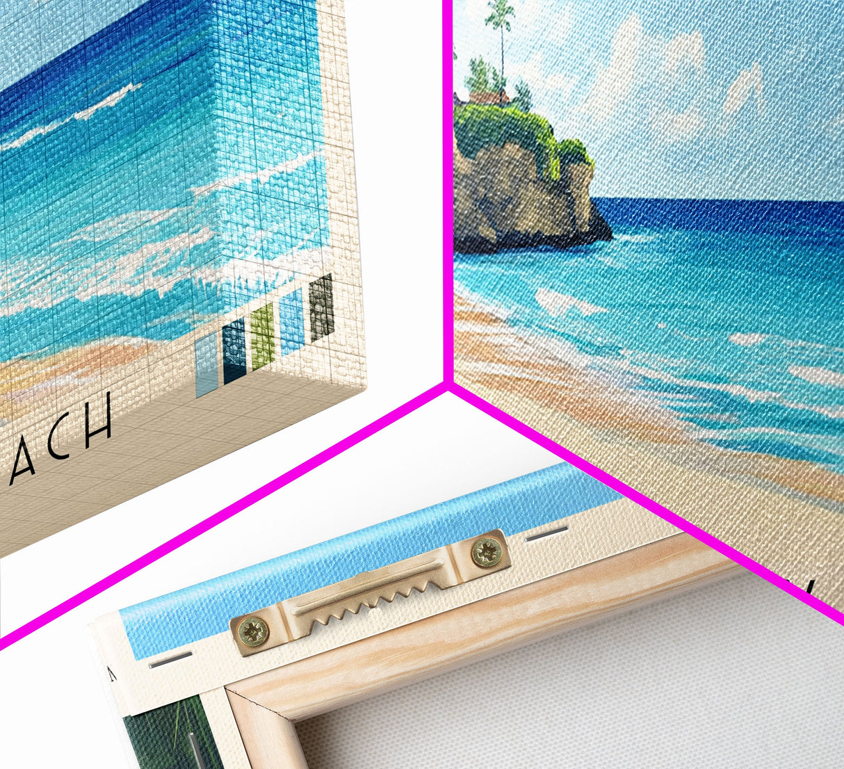 Bottom Bay Beach, Barbados Panoramic Beach Print, Vacation Gift, Barbados Wall Art, Framed Canvas Print, Framed Beach Painting