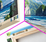 Bwanna Beach, Indonesia Panoramic Beach Print, Vacation Gift, Indonesia Wall Art, Framed Canvas Print, Framed Beach Painting