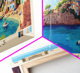 Cala Fornells, Spain Panoramic Beach Print, Vacation Gift, Spain Wall Art, Framed Canvas Print, Framed Beach Painting