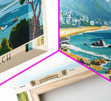 Camps Bay Beach, South Africa Panoramic Beach Print, Vacation Gift, South Africa Wall Art, Framed Canvas Print, Framed Beach Painting