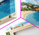 Captain's Bay, Anguila Panoramic Print, Vacation Gift, Anguila Wall Art, Beach Painting, Beach Decor, Beach Or Lakehouse Art