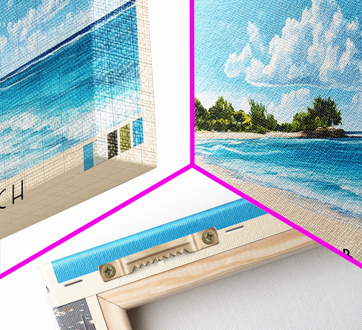 Carlisle Beach, Barbados Panoramic Beach Print, Vacation Gift, Barbados Wall Art, Framed Canvas Print, Framed Beach Painting