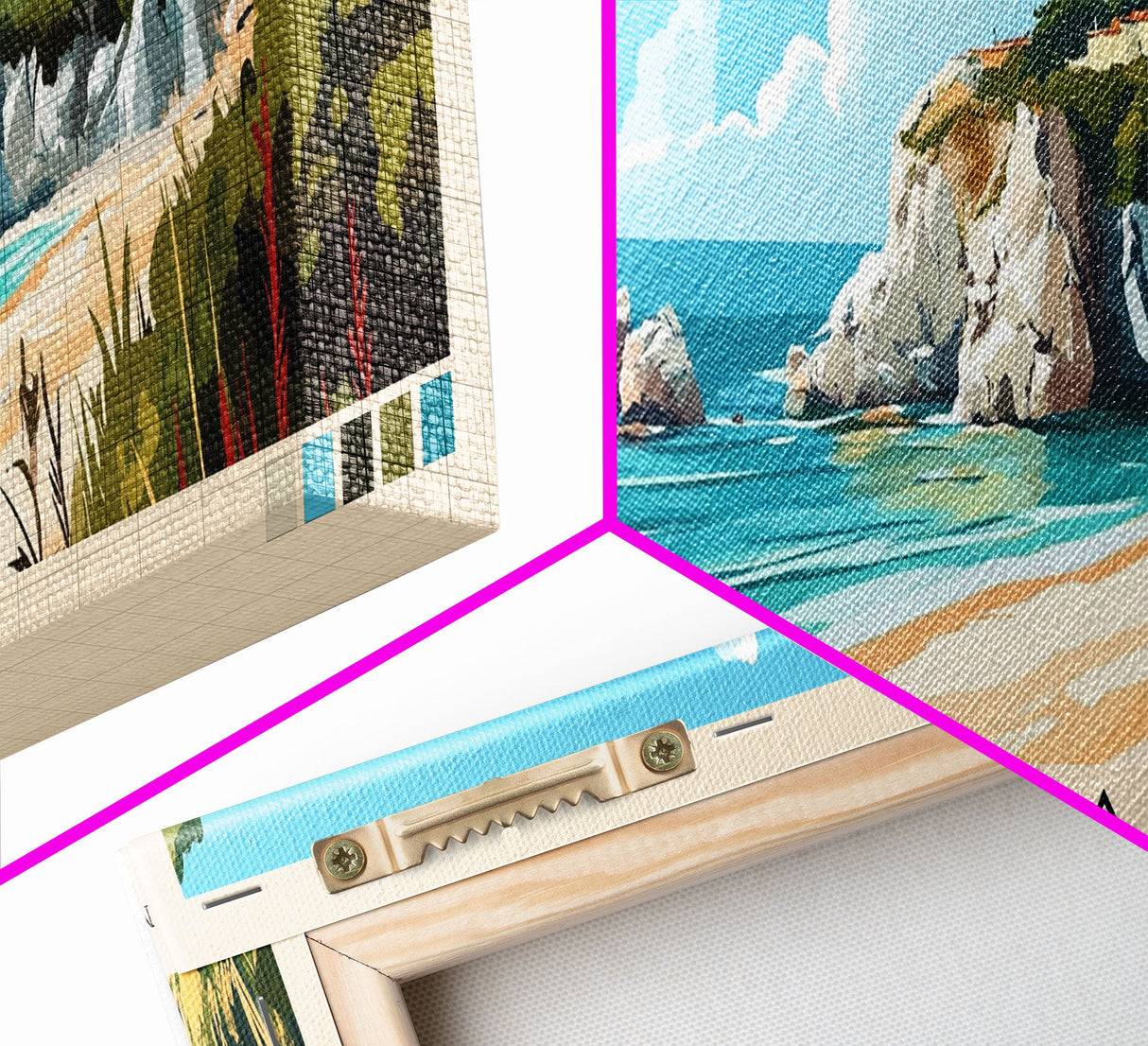 Chia Beach, Italy Panoramic Beach Print, Vacation Gift, Italy Wall Art, Framed Canvas Print, Framed Beach Painting