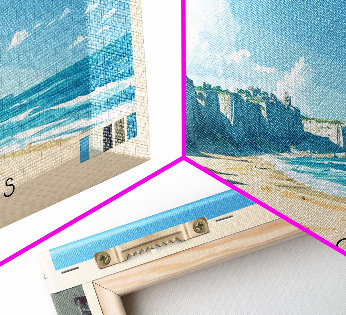 D-Day beaches, France Panoramic Beach Print, Vacation Gift, France Wall Art, Framed Canvas Print, Framed Beach Painting