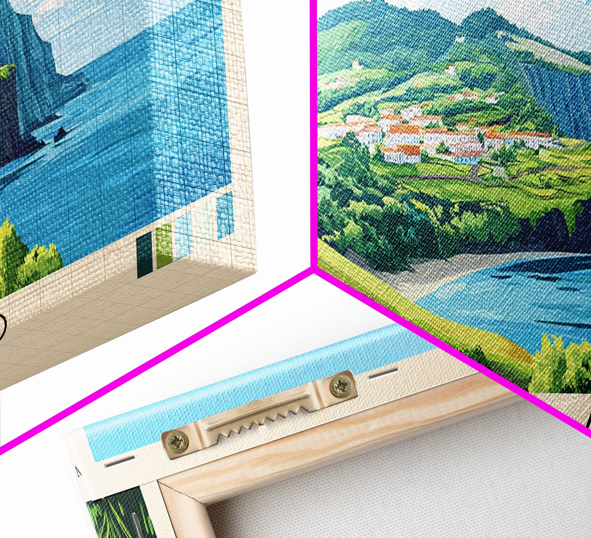 Faial Island, Portugal Panoramic Print, Vacation Gift, Portugal Wall Art, Beach Painting, Beach Decor, Large Wall Art, Wood Frame Art