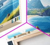 Flores Island, Portugal Panoramic Print, Vacation Gift, Portugal Wall Art, Beach Painting, Beach Decor, Large Wall Art, Wood Frame Art