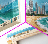 Playa de Bocagrande, Colombia Panoramic Beach Print, Vacation Gift, Colombia Wall Art, Framed Canvas Print, Framed Beach Painting