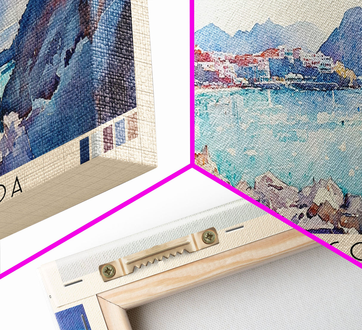 Cala Pregonda, Spain Watercolor Print, Vacation Gift, Spain Wall Art, Beach Painting, Beach Decor, Large Wall Art, Wood Frame Art