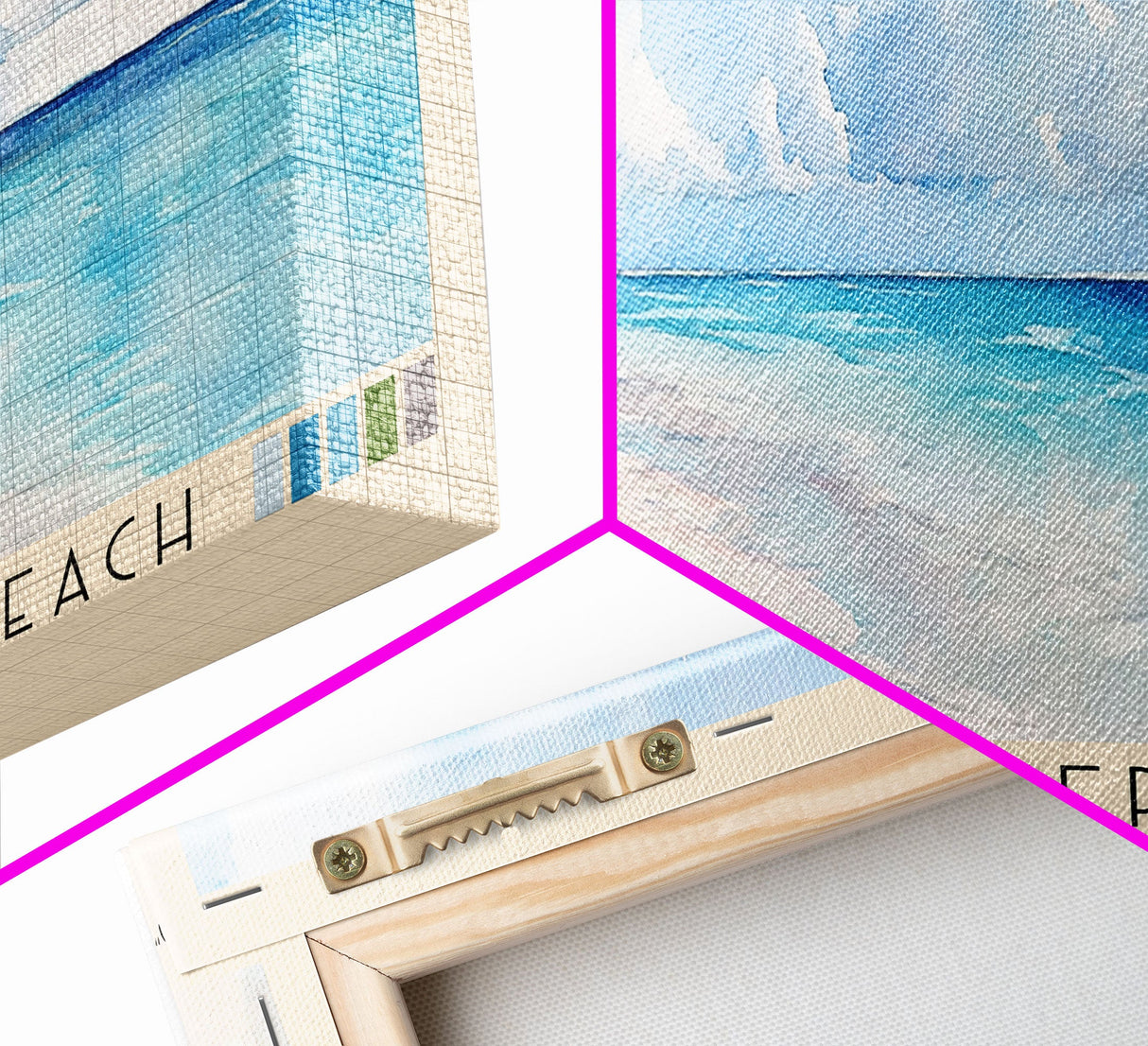 Cruise Center Beach, Turks and Caicos Watercolor Print, Vacation Gift, Turks and Caicos Wall Art, Beach Painting, Beach Decor, Large Wall Art, Wood Frame Art