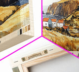Faial Island, Portugal Watercolor Beach Print, Vacation Gift, Portugal Wall Art, Framed Canvas Print, Framed Beach Painting