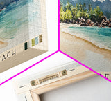 Grande Anse Beach, Seychelles Watercolor Print, Vacation Gift, Seychelles Wall Art, Beach Painting, Beach Decor, Large Wall Art, Wood Frame Art