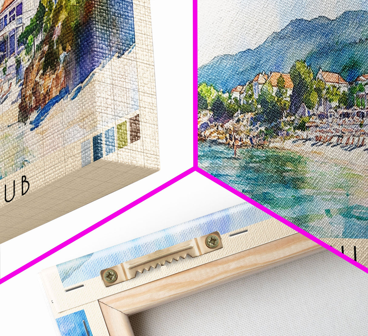 Hvar Beach Club, Croatia Watercolor Print, Vacation Gift, Croatia Wall Art, Beach Painting, Beach Decor, Large Wall Art, Wood Frame Art