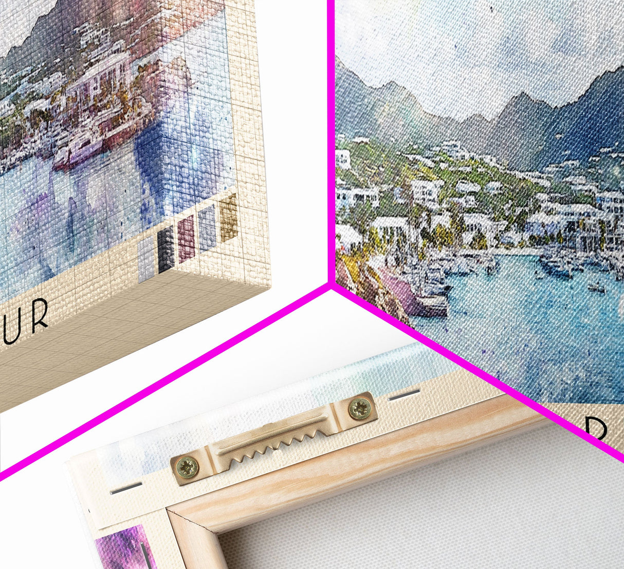 Island Harbour, Anguila Watercolor Print, Vacation Gift, Anguila Wall Art, Beach Painting, Beach Decor, Large Wall Art, Wood Frame Art