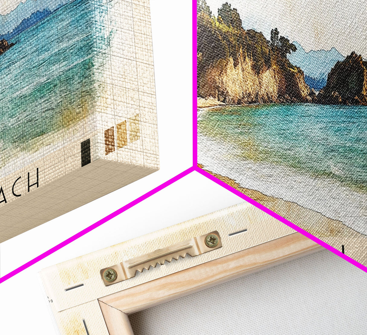 Kaiteriteri Beach, Nelson, New Zealand Watercolor Print, Vacation Gift, Nelson, New Zealand Wall Art, Beach Painting, Beach Decor, Large Wall Art, Wood Frame Art