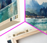 Koh Phi Phi, Thailand Watercolor Print, Vacation Gift, Thailand Wall Art, Beach Painting, Beach Decor, Large Wall Art, Wood Frame Art