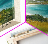 Captain's Bay, Anguila Watercolor Print, Vacation Gift, Anguila Wall Art, Beach Painting, Beach Decor, Large Wall Art, Wood Frame Art