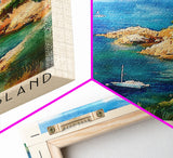 Cortegada Island, Spain Watercolor Beach Print, Vacation Gift, Spain Wall Art, Framed Canvas Print, Framed Beach Painting
