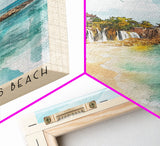 Dunn’s River Falls Beach, Jamaica Watercolor Print, Vacation Gift, Jamaica Wall Art, Beach Painting, Beach Decor, Large Wall Art, Wood Frame Art