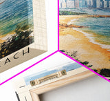 Golden Beach, Hong Kong Watercolor Print, Vacation Gift, Hong Kong Wall Art, Beach Painting, Beach Decor, Large Wall Art, Wood Frame Art