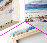 Great Barrier Island, New Zealand Watercolor Beach Print, Vacation Gift, New Zealand Wall Art, Framed Canvas Print, Framed Beach Painting