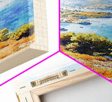 Ithaca, Greece Watercolor Print, Vacation Gift, Greece Wall Art, Beach Painting, Beach Decor, Large Wall Art, Wood Frame Art