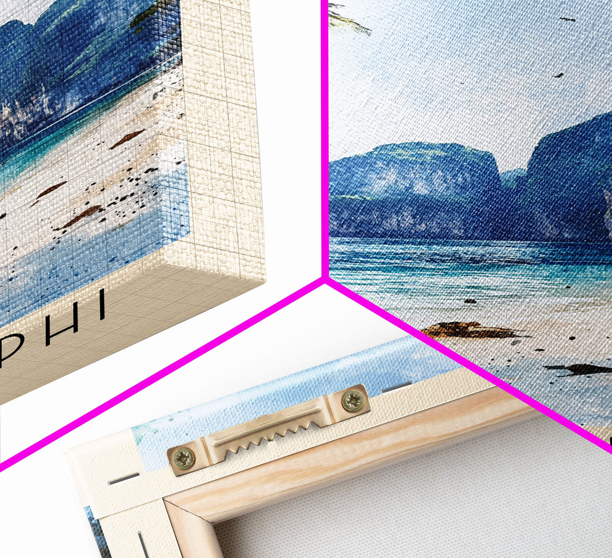 Koh Phi Phi, Thailand Watercolor Print, Vacation Gift, Thailand Wall Art, Beach Painting, Beach Decor, Large Wall Art, Wood Frame Art