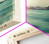 La Concha, Spain Watercolor Print, Vacation Gift, Spain Wall Art, Beach Painting, Beach Decor, Large Wall Art, Wood Frame Art