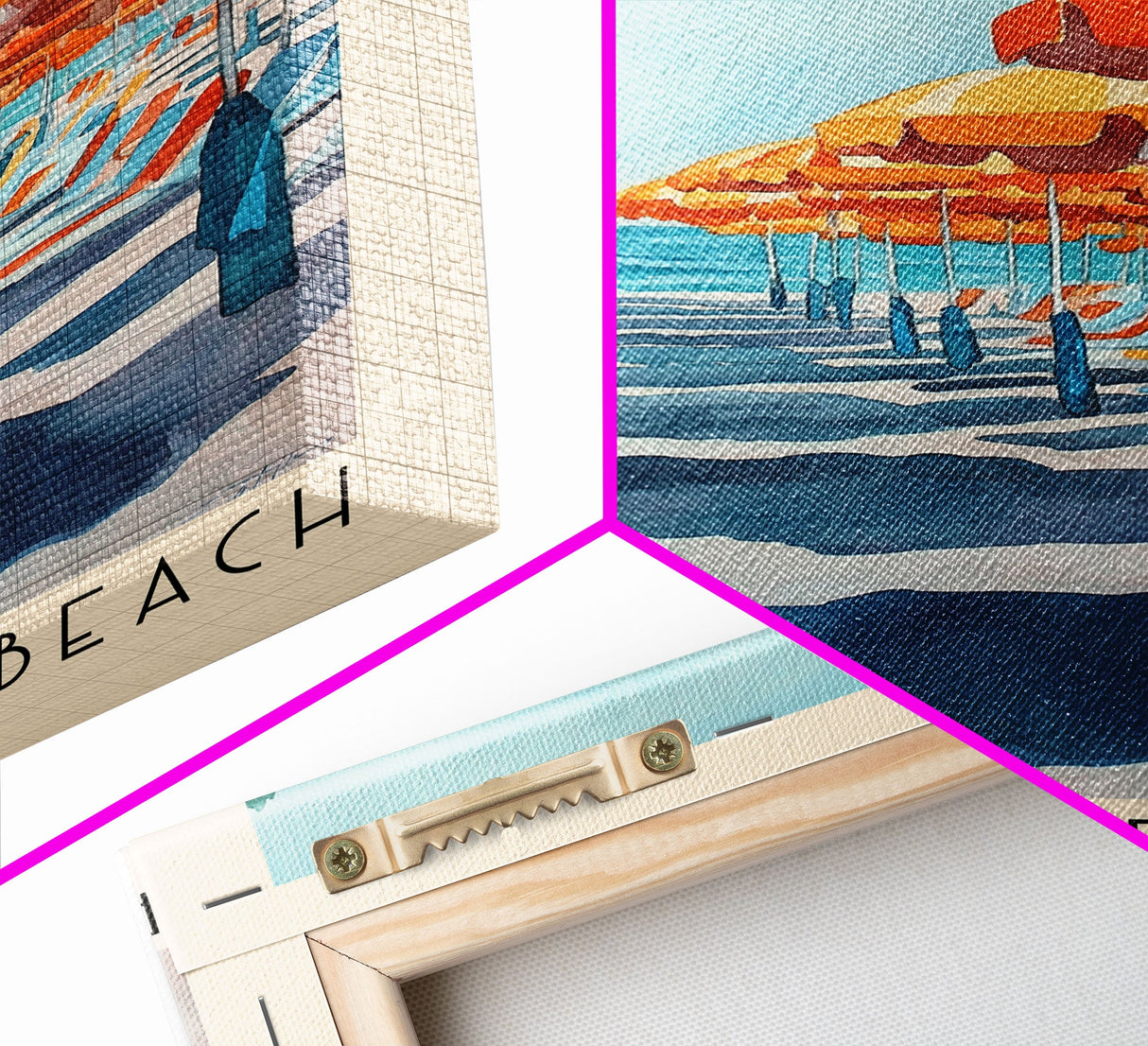 Pampelonne Beach, France Watercolor Print, Vacation Gift, France Wall Art, Beach Painting, Beach Decor, Large Wall Art, Wood Frame Art