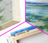 Tikehau, French Polynesia Watercolor Print, Vacation Gift, French Polynesia Wall Art, Beach Painting, Beach Decor, Large Wall Art, Wood Frame Art