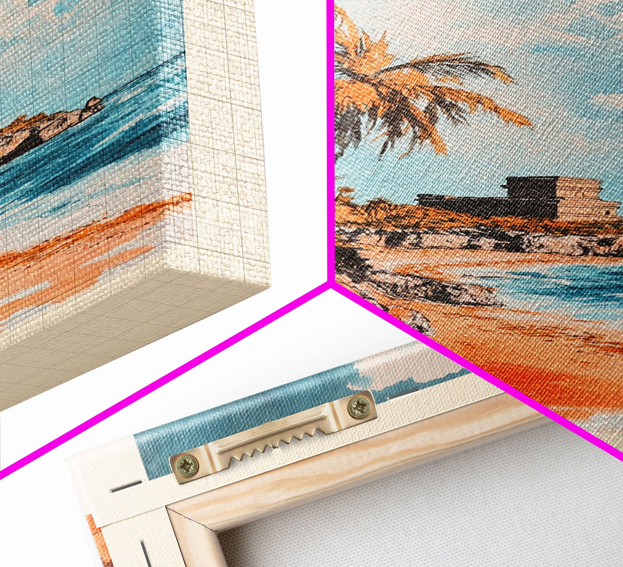 Tulum, Mexico Watercolor Print, Vacation Gift, Mexico Wall Art, Beach Painting, Beach Decor, Large Wall Art, Wood Frame Art