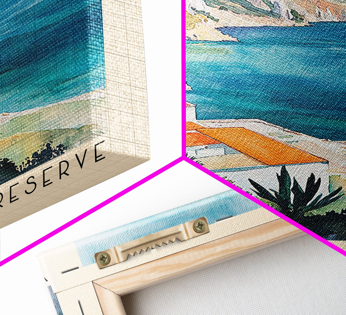 Vendicari Nature Reserve, Italy Watercolor Print, Vacation Gift, Italy Wall Art, Beach Painting, Beach Decor, Large Wall Art, Wood Frame Art