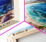 Çıralı Beach, Turkey Watercolor Print, Vacation Gift, Turkey Wall Art, Beach Painting, Beach Decor, Large Wall Art, Wood Frame Art