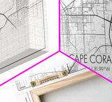 Cape Coral Street Map, Florida Map, Map Print, Modern Art, Wall Art, Canvas Art, Rustic Décor, Bedroom Décor Women, Gift For The Home