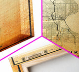 Milwaukee Wisconsin Street Map Wall Art, Framed Canvas Print, Wisconsin Map Print Poster and Canvas, Milwaukee City Office Wall Art