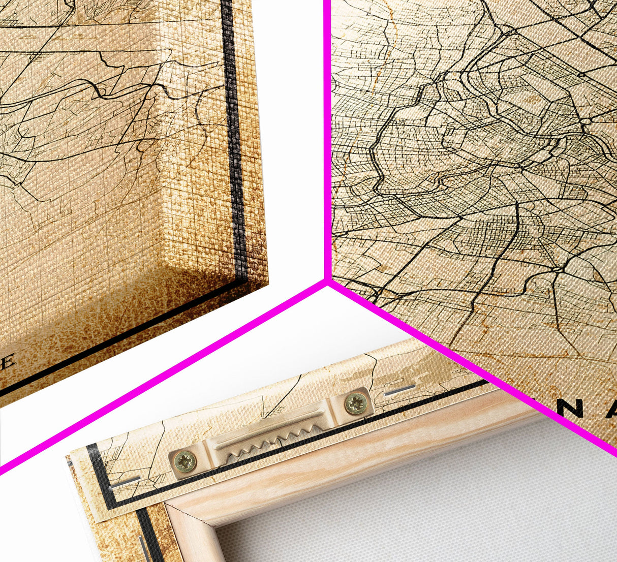 Vintage Vienna City Map Wall Art Canvas Print, Distressed Style Vienna Austria Map, Framed Wall Art, Cool Vienna Travel Wall Art, Office Art