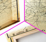 Vintage Style Moscow City Map Wall Art Canvas Print, Distressed Moscow Russia Map, Framed Wall Art, Cool Moscow Travel Wall Art, Office Art