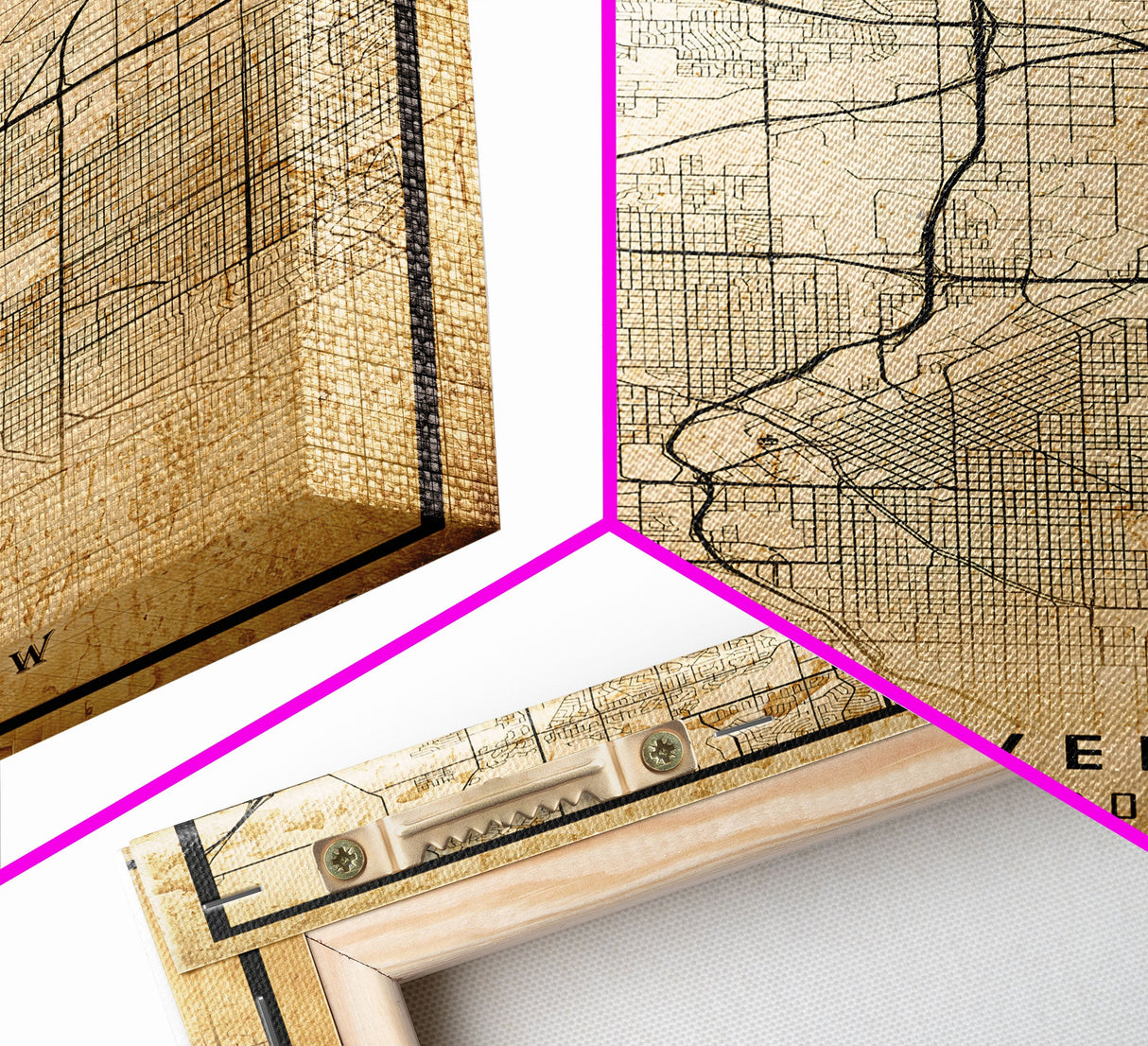 Denver map print poster canvas, Colorado map print poster canvas, Denver city map print poster canvas, framed road map art, office decor